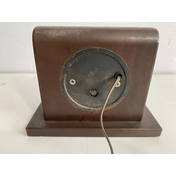 Sessions Electric Desk, Shelf Clock Duk-It McDonald Corp Leather Vintage - Picture 4 of 9
